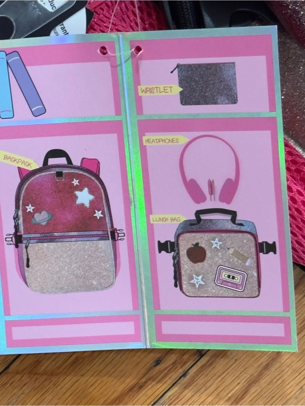 NWT Locker Club 4-Piece Glitter Backpack Set w/ Lunch Bag, Headphones & Pouch